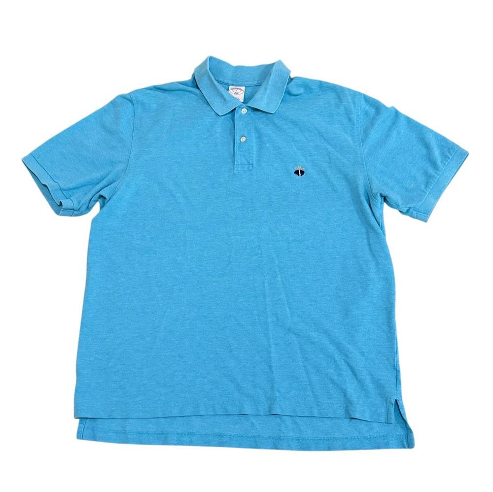 Brooks Brothers Original Fit Polo Shirt Mens Large Turquoise Blue Short Sleeve